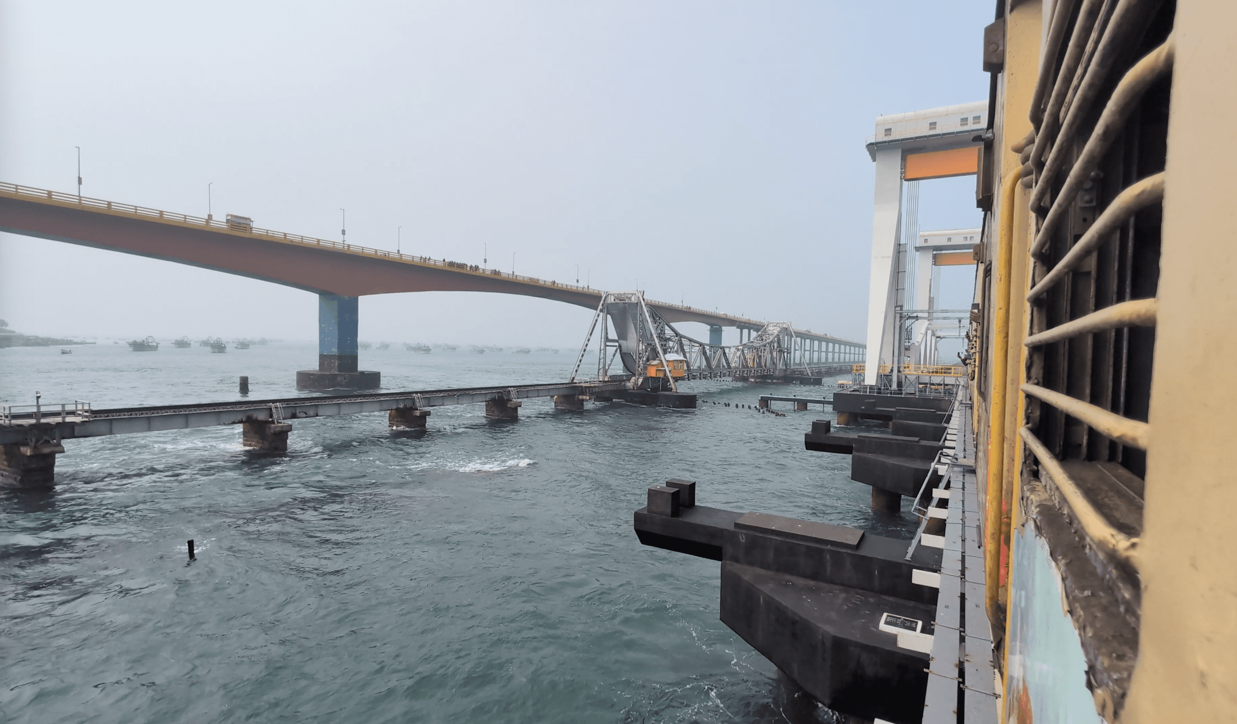 View of Pamban bridge from train
